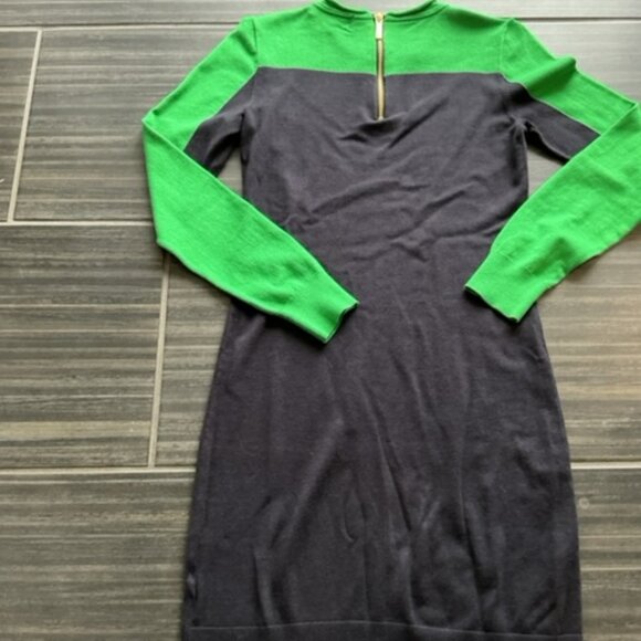 Michael Kors chic Knit navy/green sweater dress with gold zipper size x/s - Picture 3 of 9